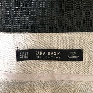 Zara | Pants & Jumpsuits | Zara Basics Cream Flat Front Trousers